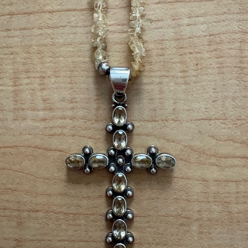 Elegant Silver and Gold Cross Pendant Necklace